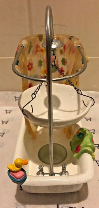 Yankee Candle Retro Tub and Shower Tart Burner w/colorful flowers & rubber duck 5