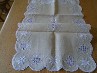 Irish Linen Table Topper - Lefkara Embroidery - Label