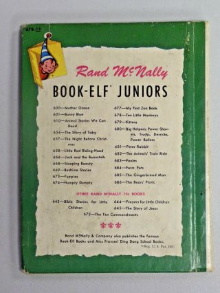 Vintage TEN LITTLE MONKEYS Rand McNally Junior Elf Hardcover Book 1954 2