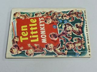 Vintage TEN LITTLE MONKEYS Rand McNally Junior Elf Hardcover Book 1954 3