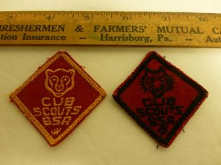 Bsa Cub Scout Wolf Patch,  Bear Patch & 3 Silver And 2 Gold Arrow Patches 1970 