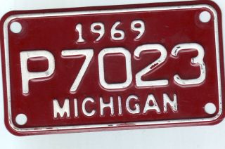 1969 Michigan Motorcycle License Plate