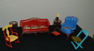 Vintage Dollhouse Furniture - Living Room/bathroom By Renewal,