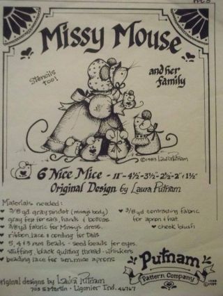 Vintage Uncut & Full Sized Missy Mouse And Her Family Doll Pattern Packet