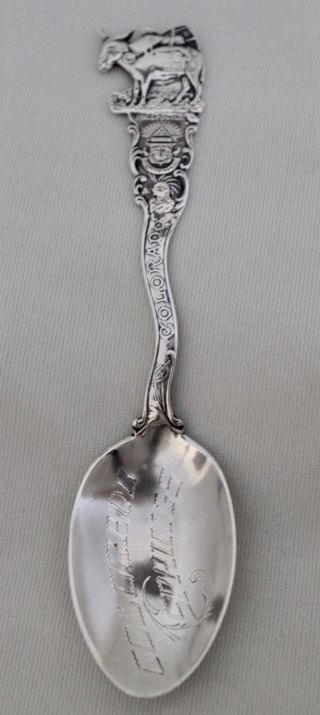 Colorado Springs Co Prospector Pack Mule Donkey Sterling Silver Souvenir Spoon