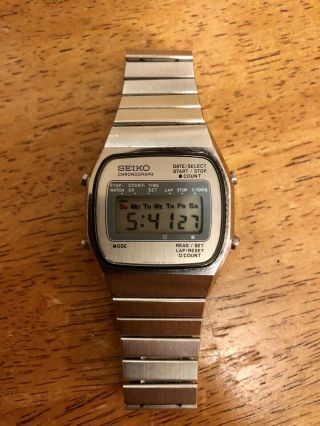 Vintage 1980 Seiko Digital Chronograph Watch In Good Cond.  M929 - 5019 Battery