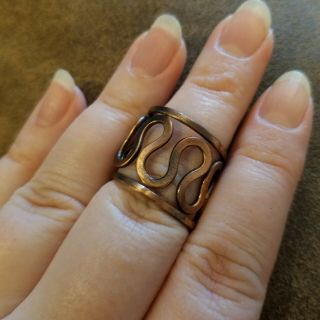 Antiqued Copper Tone Ring,  Adjustable Size 8 Handmade Ring