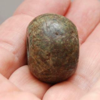 Pre Columbian Large Green Stone Bead_20 X 29.  2 X 29.  3mm