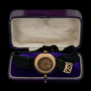 Antique Vintage Art Nouveau Gold Washed Waltham Silk Ribbon Womens Wrist Watch