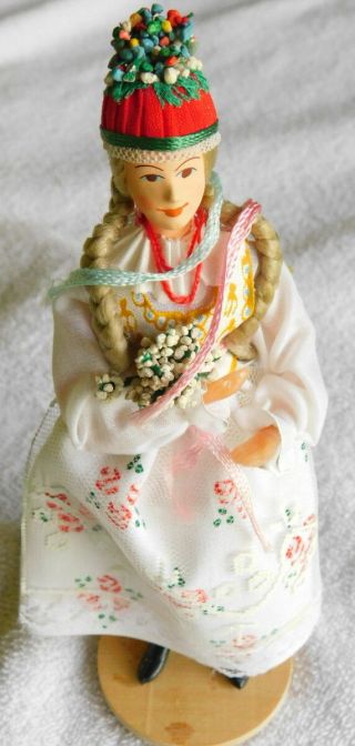 Vintage (mid 1980s) Krakowianka Doll In Traditional Folk Polish Costume 7.  5 "