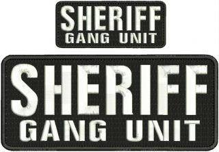 Sheriff Gang Unit Embroidery Patches 4x10 And 2x5 Hook On Back White Letters