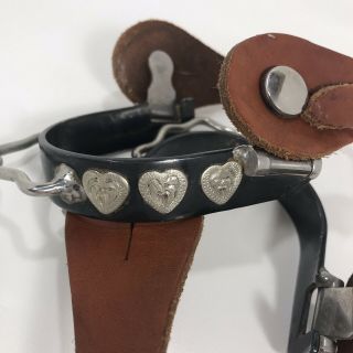 Barrel Racing Womens Bumper Sprus Antiqued Finish Etched Hearts Leather Straps