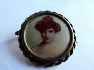 Antique Victorian Mourning Pin Brooch Of Young Woman