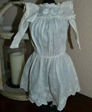 Antique Embroidered Lawn Linen Dress For 20 " Bru,  French,  German Bisque Doll