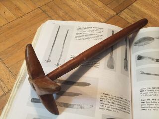 18th Century Treenware Stirring Stick Maple Wood W Four - Arm Dasher At Bottom