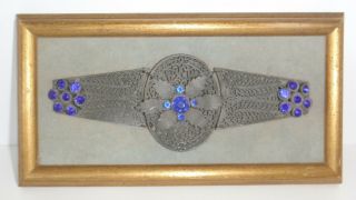 Antique Art Nouveau Bracelet Framed In Wood - Boudoir Jewelry Accent