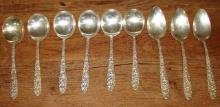 NATIONAL SILVER CO NARCISSUS 6 ROUND SOUP SPOONS,  3 TABLESPOONS / SERVING 2