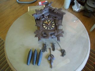 Antique German Hubert Herr Black Forest Cuckoo And Quail Clock Needs Work