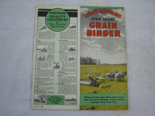 Antique 1937 John Deere Tractor Company Grain Binder Brochure