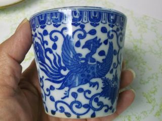 Antique Porcelain Blue Phoenix Cup Japan Flower Mark Noritake