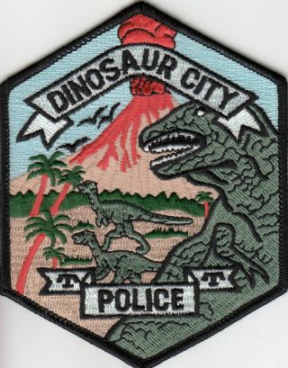 Dinosaur City Colorado Police Shoulder Patch Co T Rex Volcano