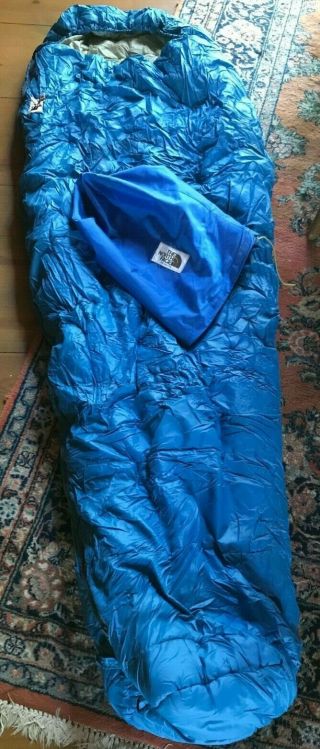 Vintage The North Face Polyester Sleeping Bag Blue Usa Large 7 