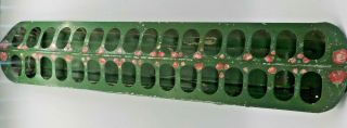 Antique Vtg Galvanized Tin Chicken Feeder 32 Hole Hand Painted Roses Shabby Chic