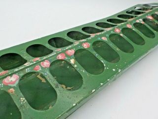 Antique Vtg Galvanized Tin Chicken Feeder 32 Hole Hand Painted Roses Shabby Chic 3