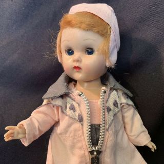 Vintage 1956 Vogue Ginny Doll SLW Walker Tagged 6149 Ski Outfit 8” 5