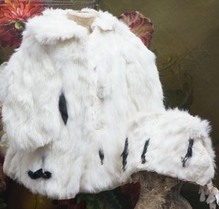 Antique White Rabbit Fur - Coat And Hat