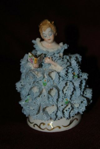 Antique Mz Irish Dresden Lace Porcelain Figurine