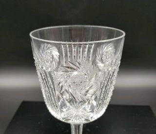 SET 2 ANTIQUE BRILLIANT CUT WINE WATER GOBLETS GLASSES PINWHEELS & HOBSTARS 39 2