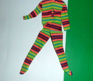BARBIE 3422 THE COLOR KICK 1 PIECE stripe leotard doll clothes 1970 ' s MOD 1971 3