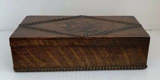 Oblong Vintage Wooden Box With Lovely Detail Beading To Top And Edge,  Card Box?