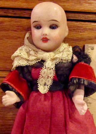 Antique French Bisque Closed Mouth Doll House Doll On Body