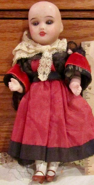 Antique French Bisque Closed Mouth Doll House Doll on Body 3