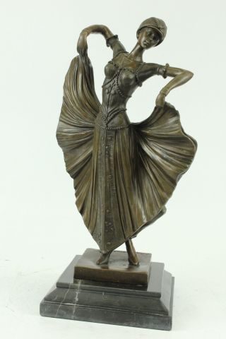 Chiparus Flapper Dancer Handmade Figure Art Deco Noveau Bronze Statue Sculpture
