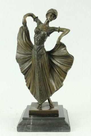 Chiparus Flapper Dancer Handmade Figure Art Deco Noveau Bronze Statue Sculpture 5