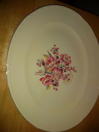 Antique Crockville Large Platter From 1952 Floral Pattern