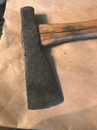 18th Early 19th Century Iron Hammer Pole Forged Axe 6 1/2 Inch With Handle