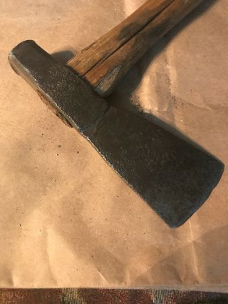 18th Early 19th Century Iron Hammer Pole Forged Axe 6 1/2 Inch With Handle 3