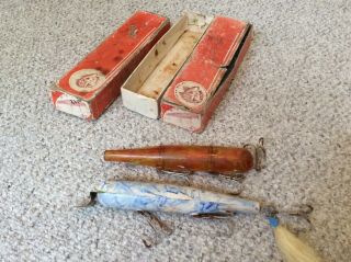2 Old/Collectible Atoms Surf Fishing Lures W/Boxes NR 3