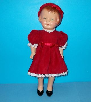 Vintage 1930s Patsy Type 16 " All Composition Doll With Tin Sleep Eyes