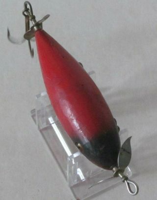 Vintage Musky Fishing Lure South Bend Surf Oreno? Wood Glass Eyes 5 " Red/black