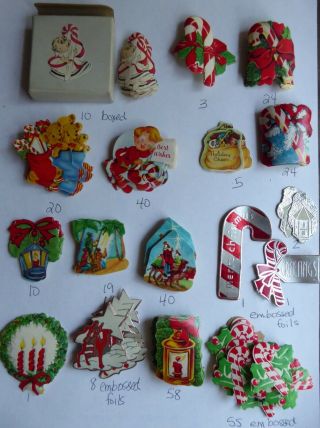 300,  Vintage Christmas Gummed Seals Candy Cane,  Variety Antique Stickers