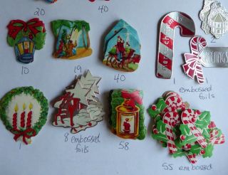 300,  Vintage Christmas Gummed Seals Candy Cane,  Variety Antique Stickers 3