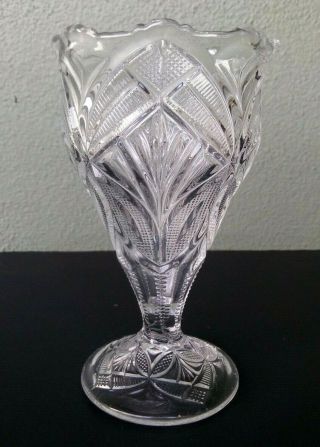 Bryce Higbee - Lady - Antique Eapg Glass Vase 6 1/4 "
