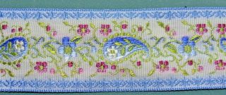 Antique Victorian Colorful Paisley Floral Silk French Ribbontrim 82 Long ".