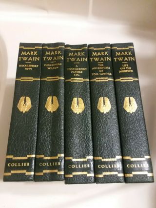 Mark Twain Collectible Antique Set Of 5 Collier Books - Copyright 1917 - 1922