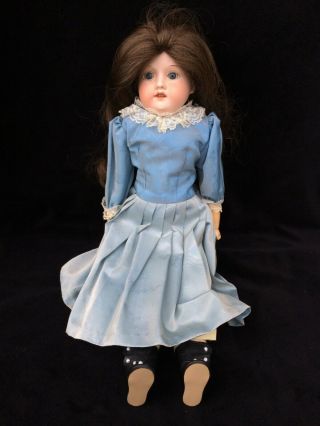 Antique Bisque Head German Doll - 370 A.  M.  Armand Marseille 16 " Brunette Wow L@@k